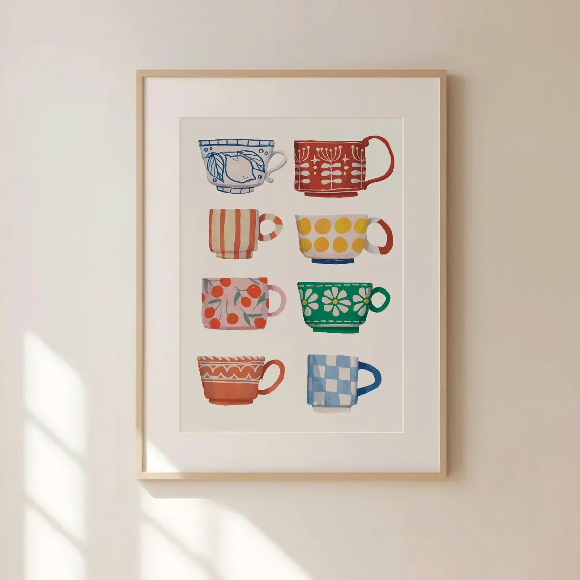 Coffee Tea Cups - طباعة على شكل كوب شاي، ملصق
