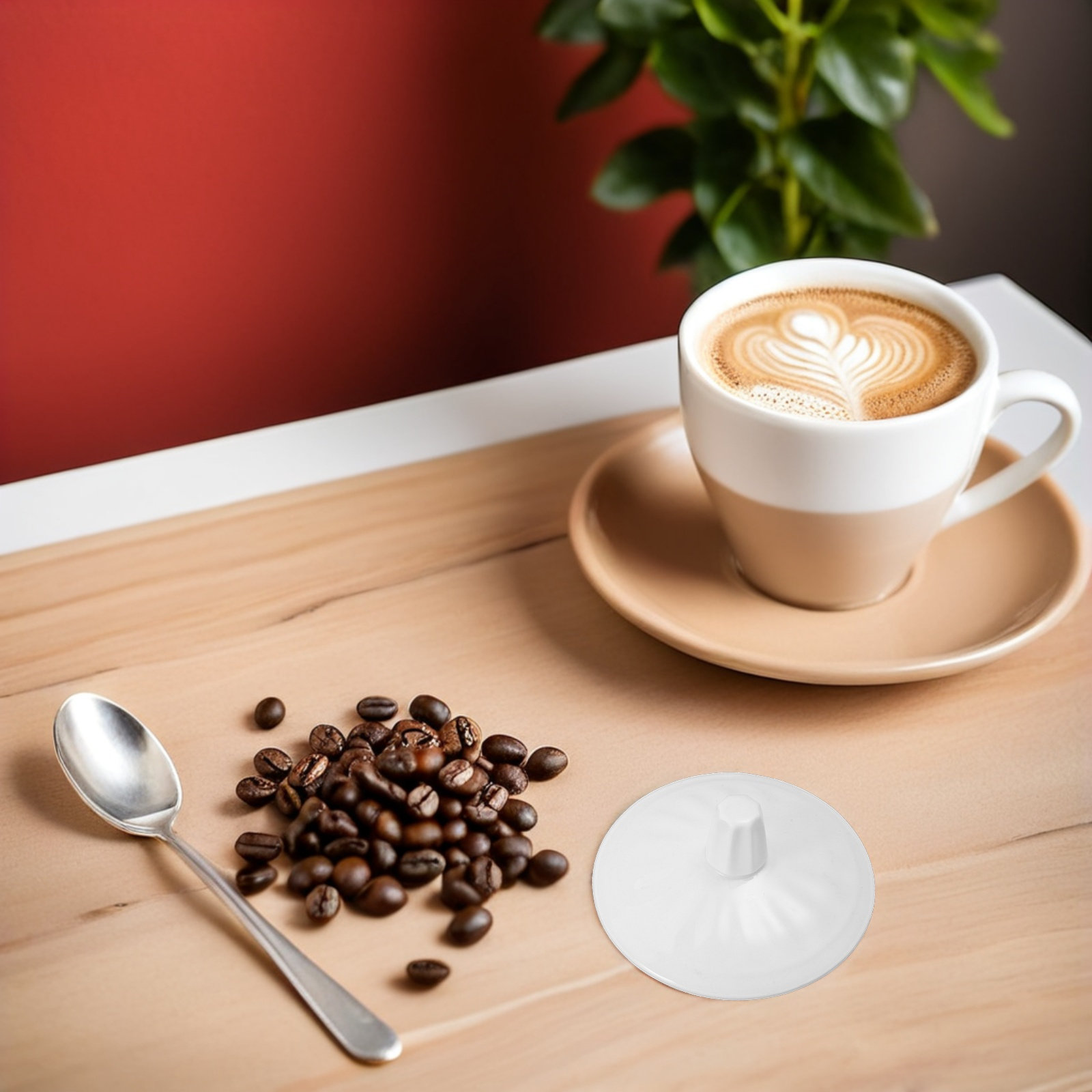 Coffee Tea Replacement - غطاء كوب خزفي أبيض (قطعتان) بديل